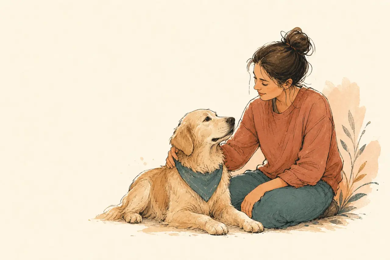 A human and animal team sharing a calm moment